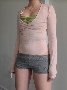 George Y2k 2000s Vintage Baby Pink Balletcore Bodysuit